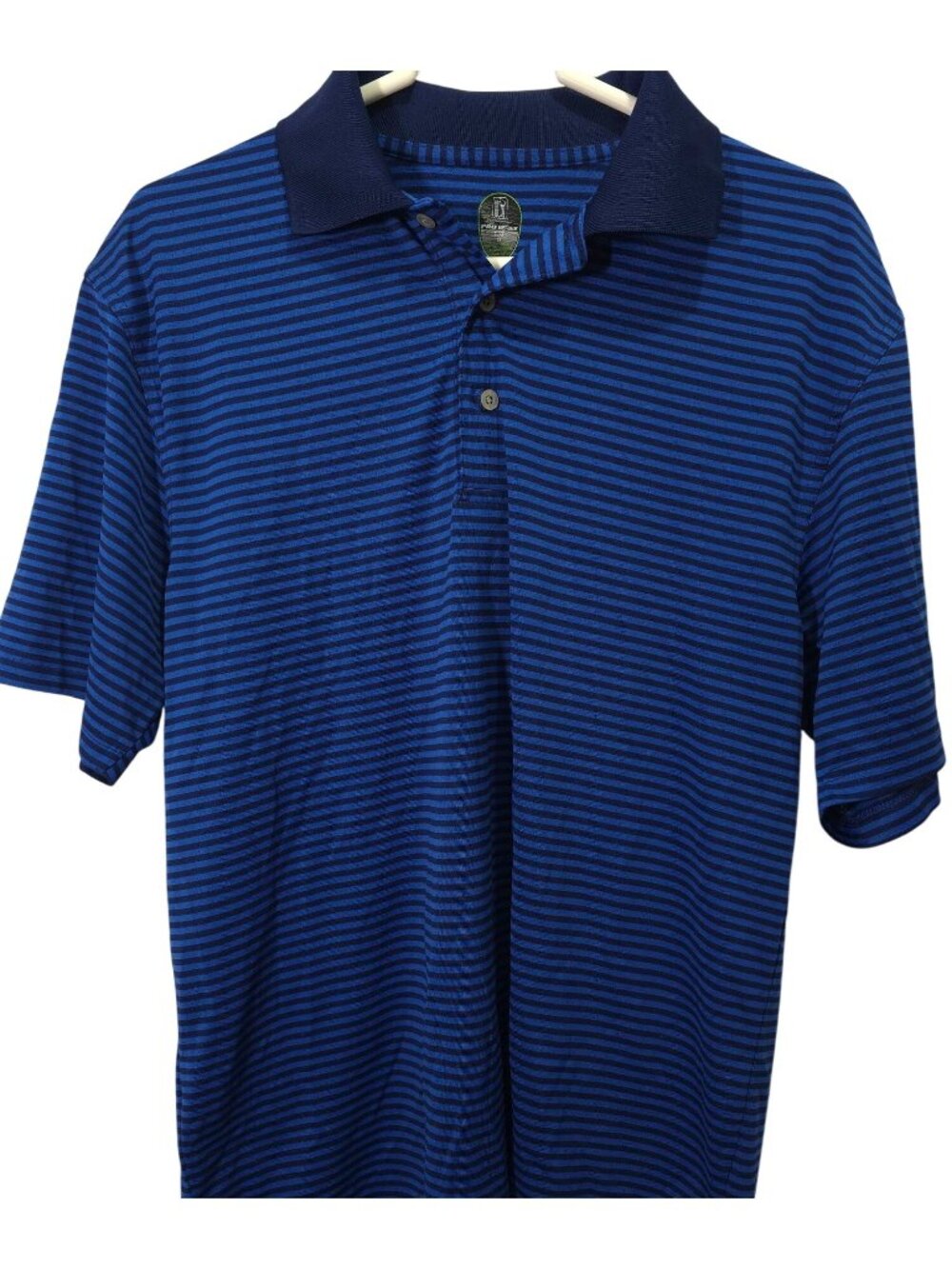 PGA Tour Pro Series Blue Striped Polo Shirt